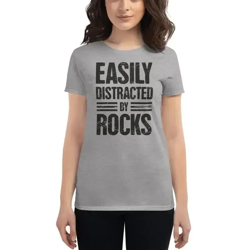 Women's Rock Collecting T Shirt Geology Mineral Rockhound For Geologists Easily Distracted