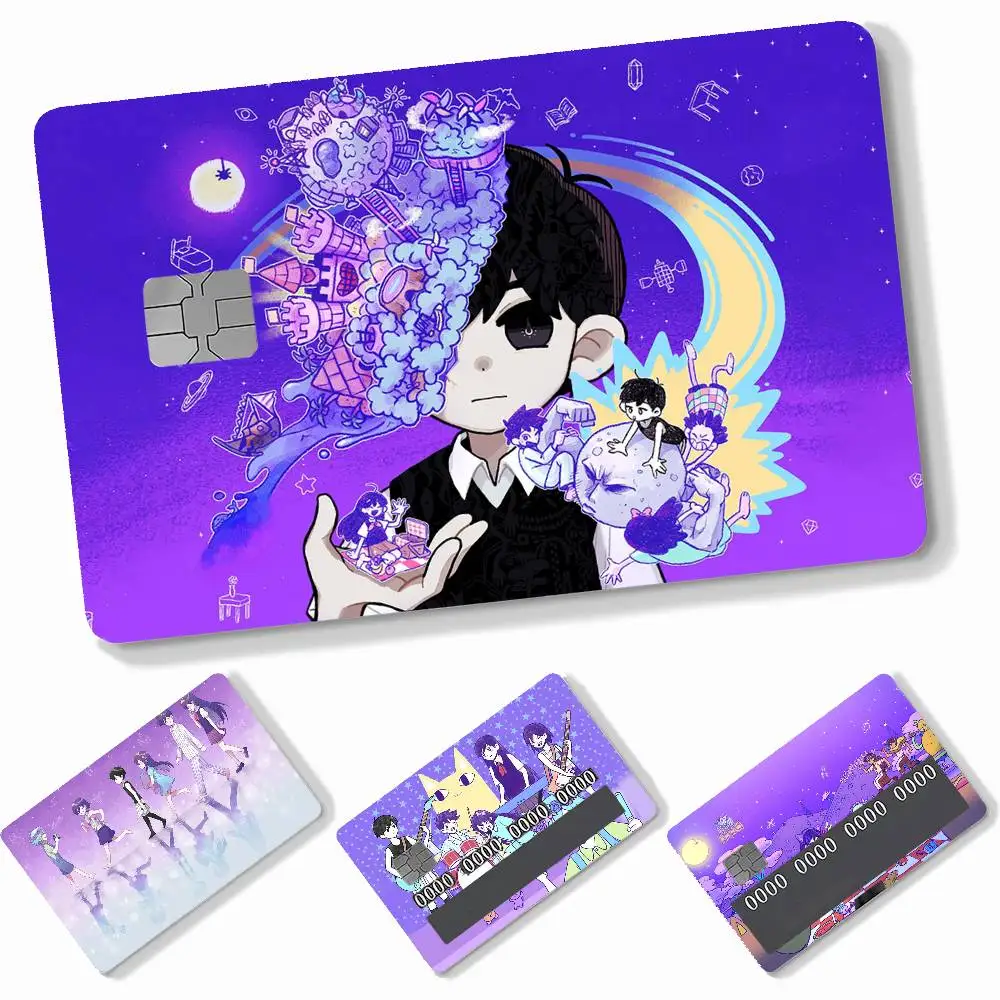 Game Omori  4pcs Credit Card Skin Stickers Suitable for Bank Debit Subway Bus Transit Pass Decorative Cover