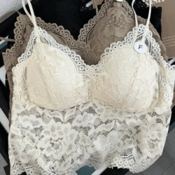 Women Lace Bras Top Comfortable Bralette Solid Color Sexy Underwear Vest Female Hollow Out Wireless Lingerie Seamless Bra