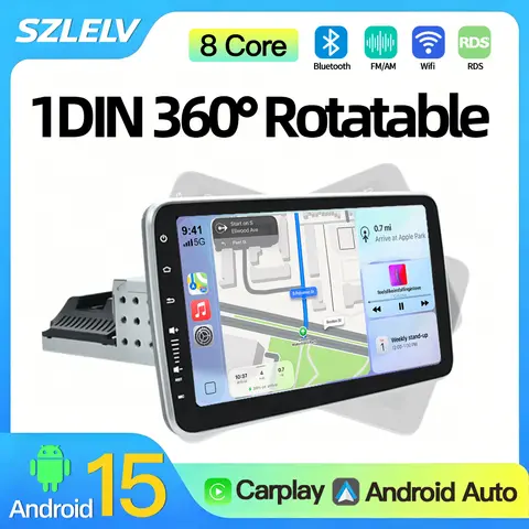 SZLELV Android 15 Auto Carplay 1Din Universal CD Multimedia Radio Car Player Autoradio WIFI GPS Navigation BT 4G FM Stereo Head