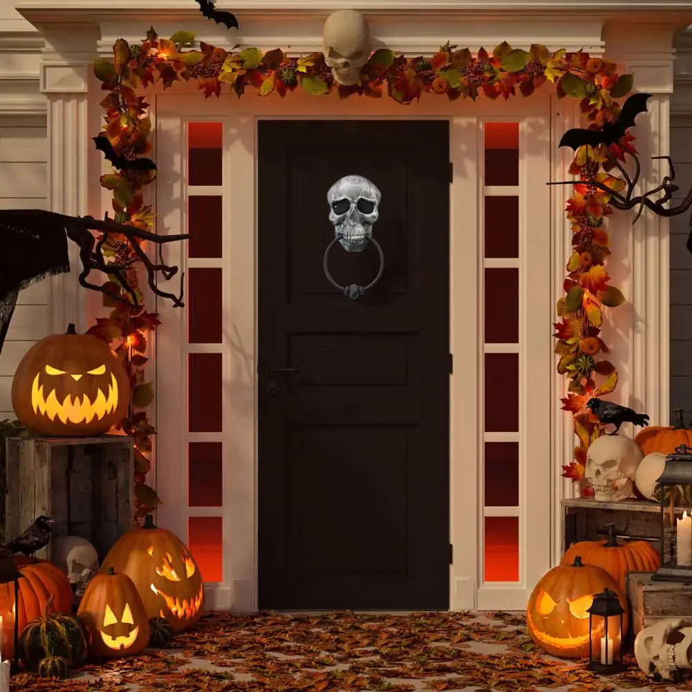 Themed Doorbell Spooky Halloween Skull Doorbell with Skeleton Head Light-up Eyes Pop Out Snake Haunted House Party Prop