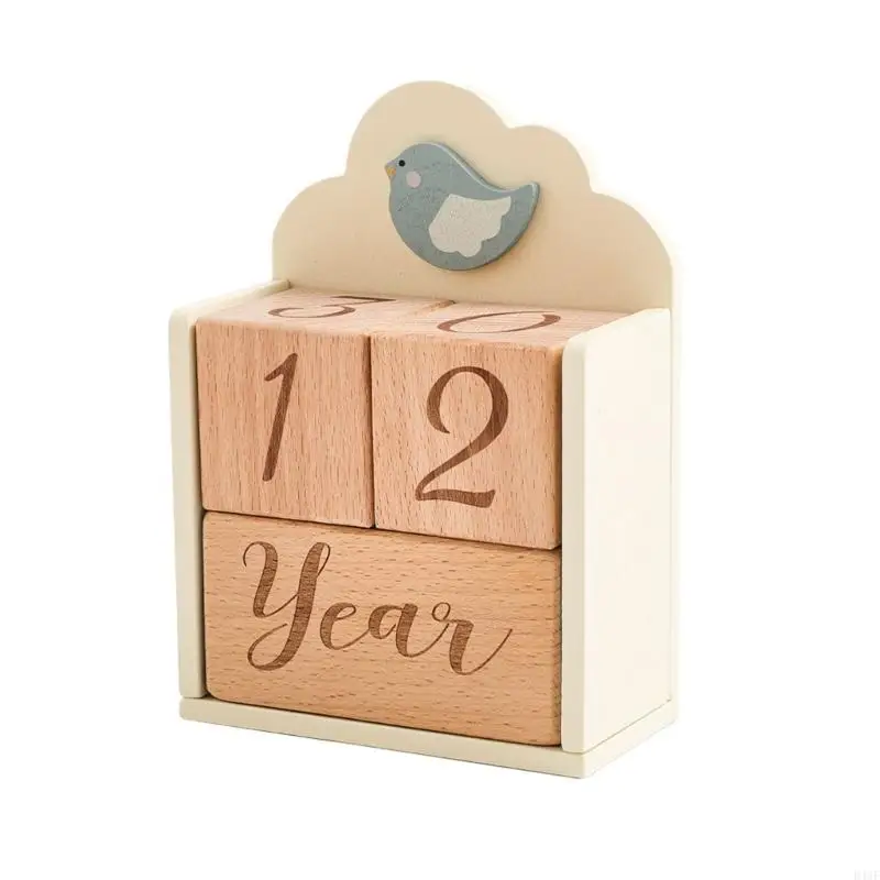 4pcs/pack Baby Age Milestones Blocks Set for Newborns Photography Wooden Blocks