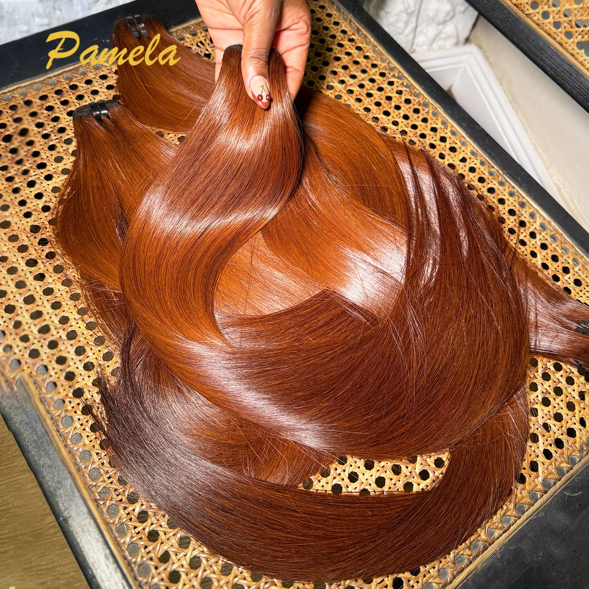Ginger Orange Bone Straight Human Hair Bundles 100% Orange Colored Unprocessed Weave 3 Bundles Real Human Hair Extensions