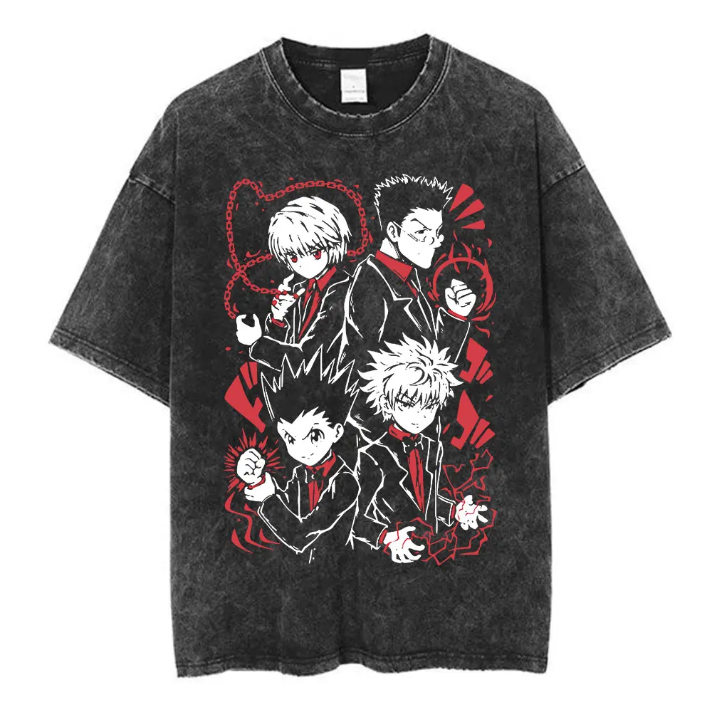 Camiseta de Alta Calidad de Hunter X Hunter, Anime 2026, para Hombre y Mujer, Algodón, Estilo Vintage, Estampado Retro, Ropa Deportiva Urbana