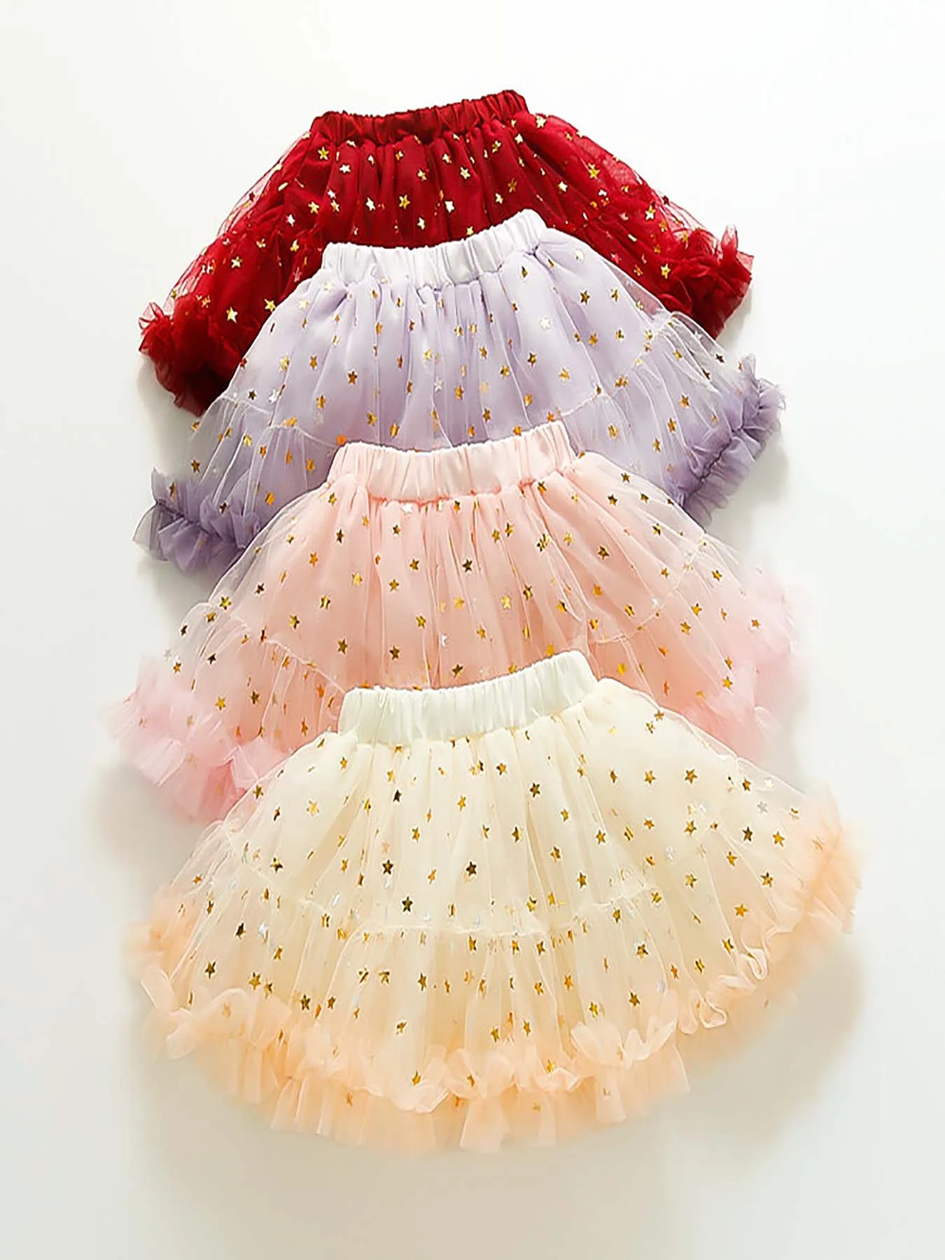 

Summer Girls New Five pointed Star Fluffy Skirt School Activity Stage Scene Clothing Multi color Fashion
