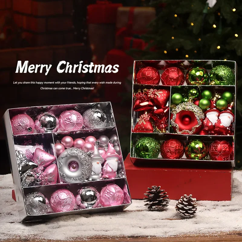 Assorted Multi-shaped Christmas Bauble Box Set Rich Style Hanging Decor Perfect For Commercial Window Holiday Matching