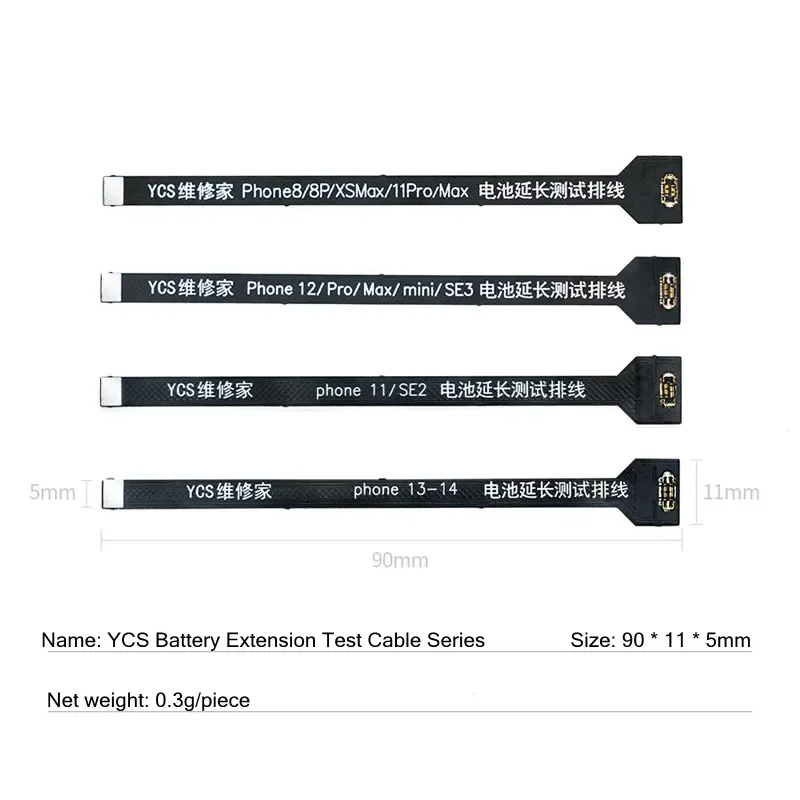 YCS Battery Extension Repair Test Cable For 8 X XR XS 11 12 13 14 Pro Max Plus SE2 SE3 Battery Repair Test Connecting Line