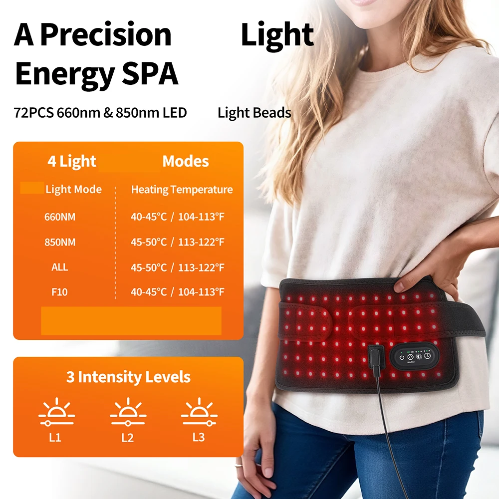 Multifunctional Cordless Massage Pad 660nm & 850nm Light Portable LED Light Wrap Pad for Knee Back Shoulder Waist Joint Relax