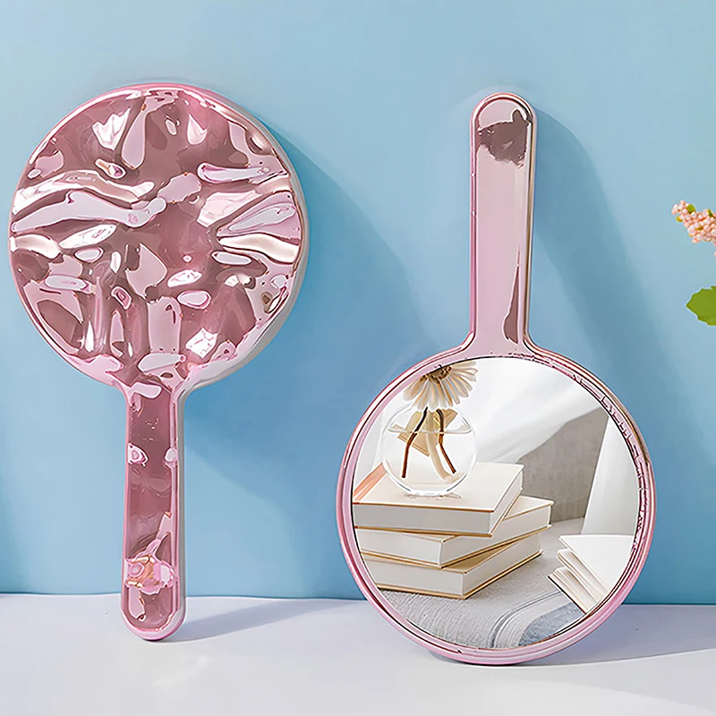 Espelho cosmético circular portátil para mulheres, mini espelho de maquiagem de mão, espelho de mesa, viagem, beleza, bolsa