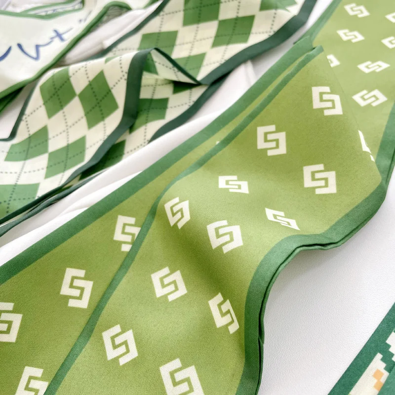 Women 2026 Korean Green Long Skinny Scarf Thin Summer Fabric Multi-use Hair Rope Head Wrap Neck Decor Strap