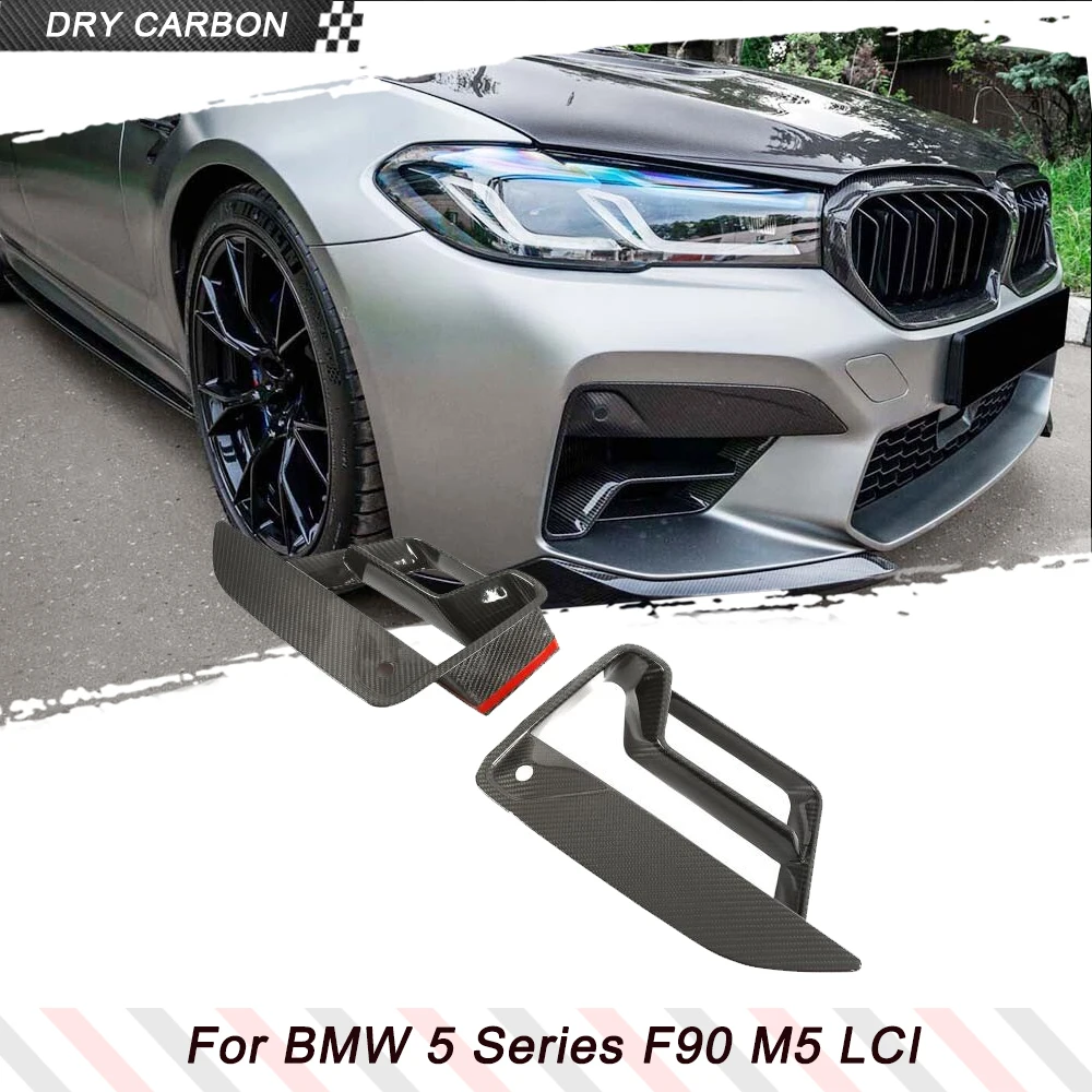

Сухой карбоновый передний противотуманный фонарь автомобиля, крышка вентиляционного отверстия для BMW 5 серии F90 M5 LCI 2021-2023, спойлер переднего бампера автомобиля, гоночные комплекты кузова