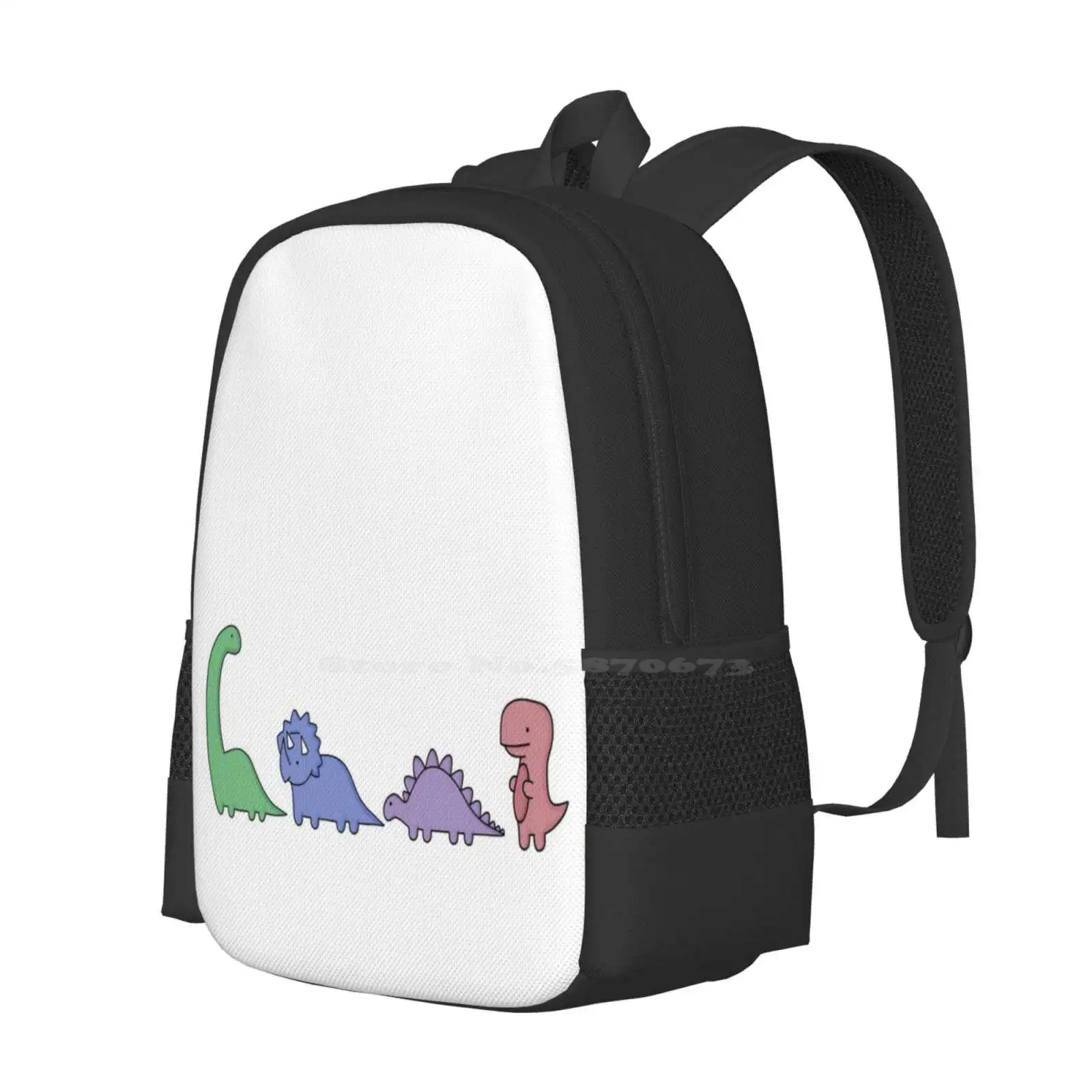 Dinosaur Illustrations Pattern Design Bagpack School Bags Brachiosaurus T Rex Stegosaurus Triceratops Dinosaurs Colourful