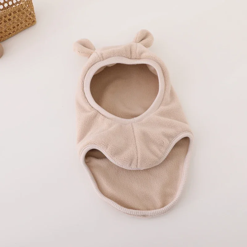 New Winter Warm Bear Ear Children Scarf Hat Boys Girls One-Piece Hat Outdoor Windproof Hood Beanies Cap Plush Balaclava Hat