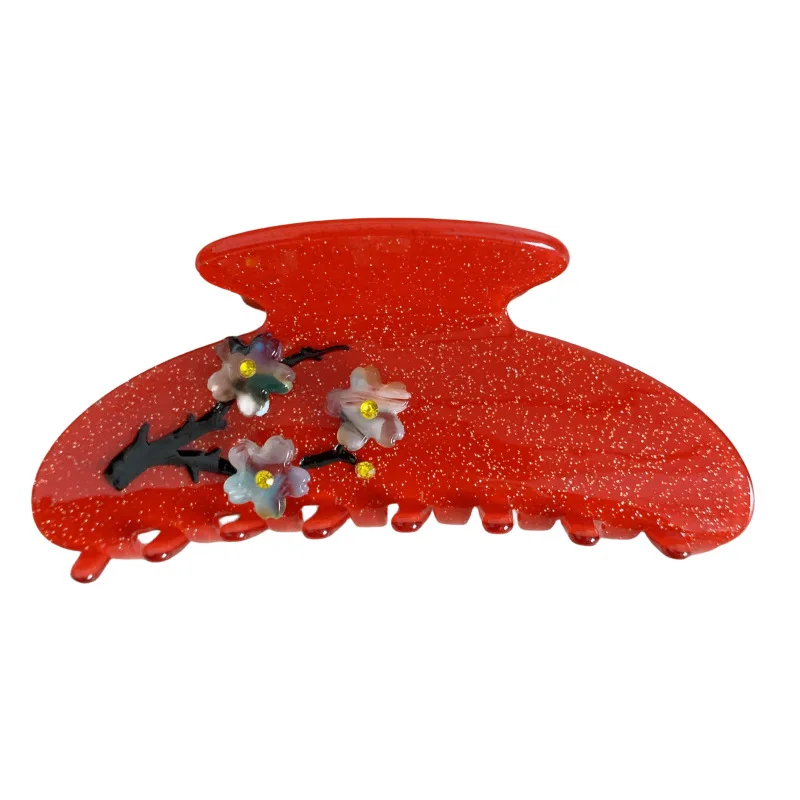 New Creative Design 10CM Plum Blossom Rhinestones Large Hair Clip Elegant Light Luxury Acetic Acid Hair Accessories