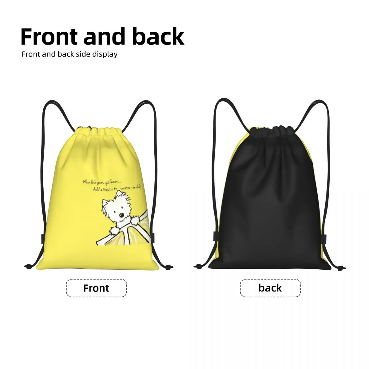 Custom Life Lemons Westie Dog Drawstring Bags Women Men Lightweight West Highland White Terrier Sports Gym Storage Backpack