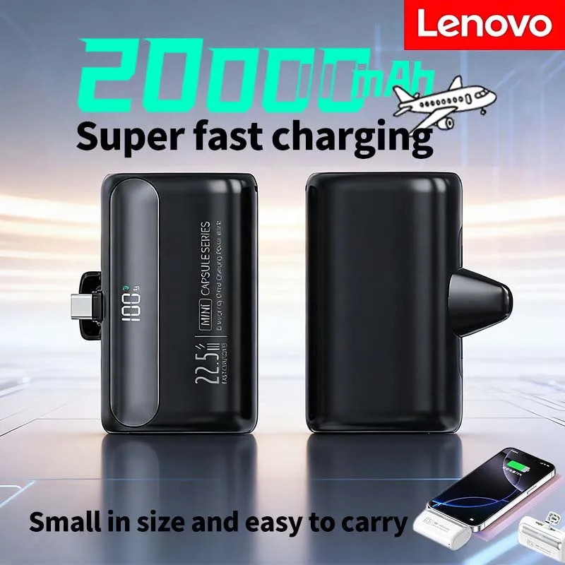 

Lenovo 20000mAh Mini Portable Power Bank External Battery Plug Play Power Bank Type C Fast Effective Charger For iPhone Xiaomi