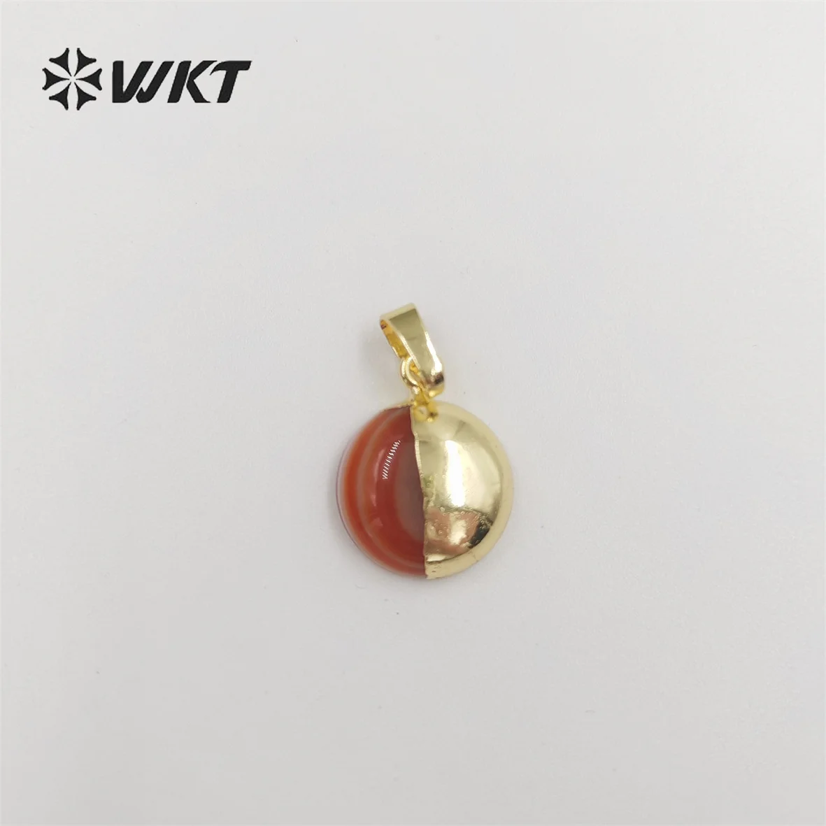 

WT-P1833 Модные позолоченные подвески с круглыми камнями для женщин, очаровательные подвески с натуральными драгоценными камнями 14 мм, камни по месяцам рождения.