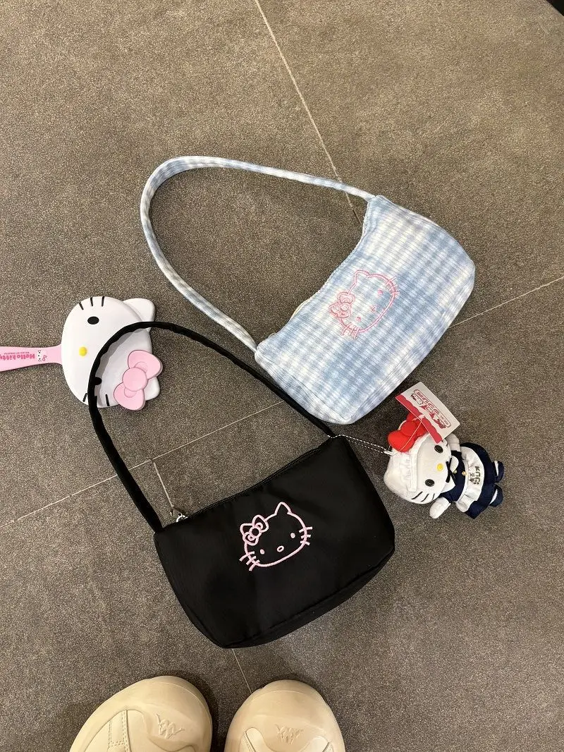 

New KT Cat Embroidered Shoulder Tote Bag Versatile, Adorable, Fresh and Exquisite Spacious Ladies' Shoulder Bag for Outings