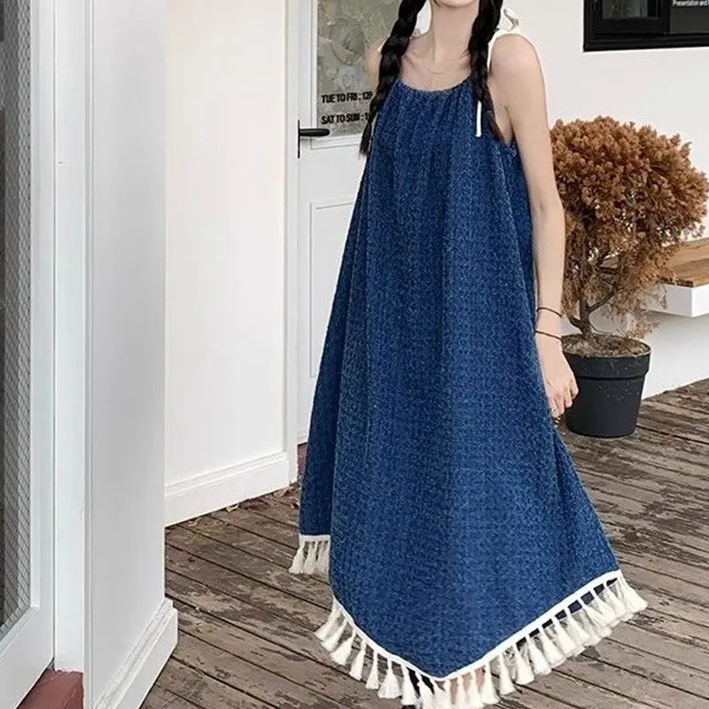 Bella moda irregolare senza maniche camis abito longuette moda donna tinta unita gonna a trapezio estate pullover larghi abbigliamento da donna