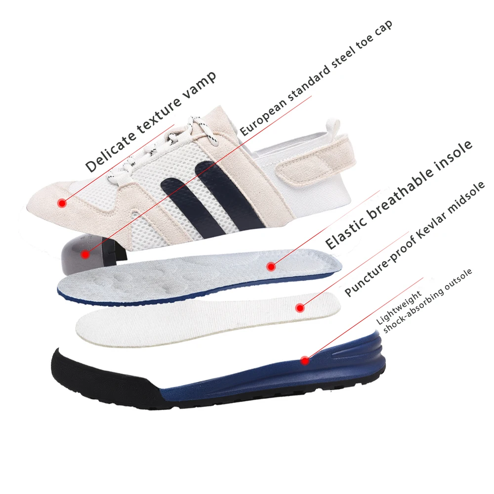 Lightweigh Women work safety Shoes Comfor security shoes woman steel toe Sneakers Breathable Non-Slip summer work boots