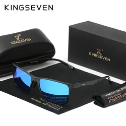 KINGSEVEN rectangle Aluminum Sunglasses Men/Women Polarized High Quality Anti-Glare Mirror Lens Mirror Sun Glasses Eyewear