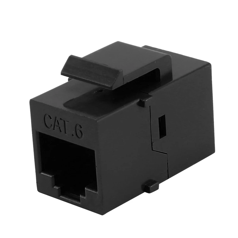 Imagem -04 - Conector Rj45 para Rede Ethernet Adaptador Cat6 Extensão Cat6 Lan Cat Cor Preta Extensor 100 Pcs