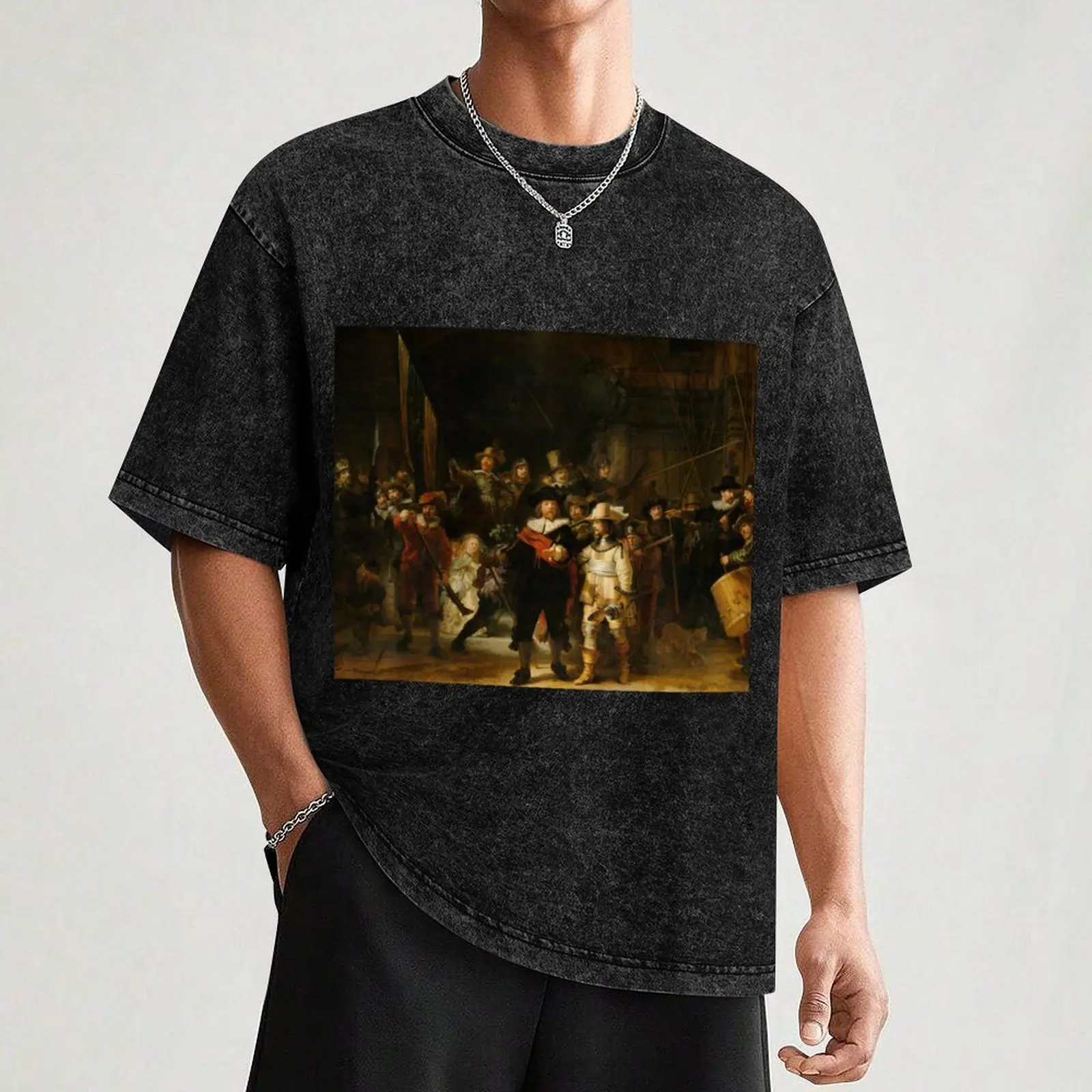 The Nightwatch by Rembrandt van Rijn ( Nachtwacht ) T-Shirt Work Wear Simple Tee Shirt
