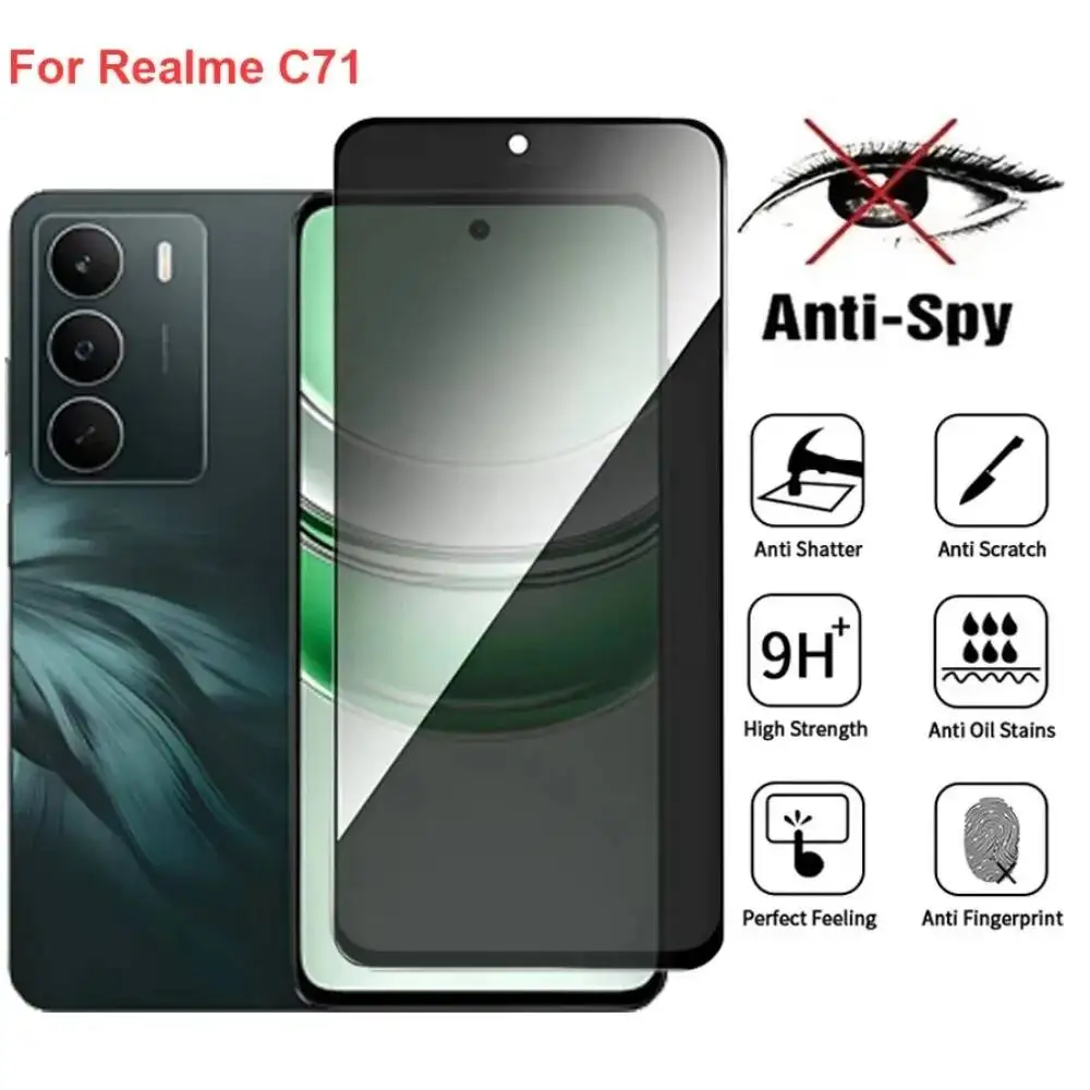 

Realme C71 RMX5303 Anti Spy Privacy Tempered Glass Protector Compatible For Realmec71 Full Cover Screen Phone Film