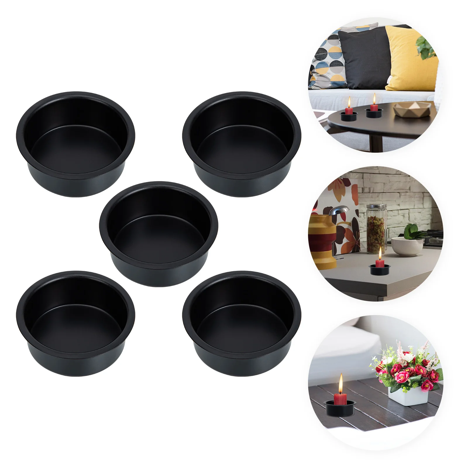 

5 Pcs Black Iron Holders Vintage Decorative Candlestick Stand for Table Centerpiece Pillar Candles Home Party Wedding