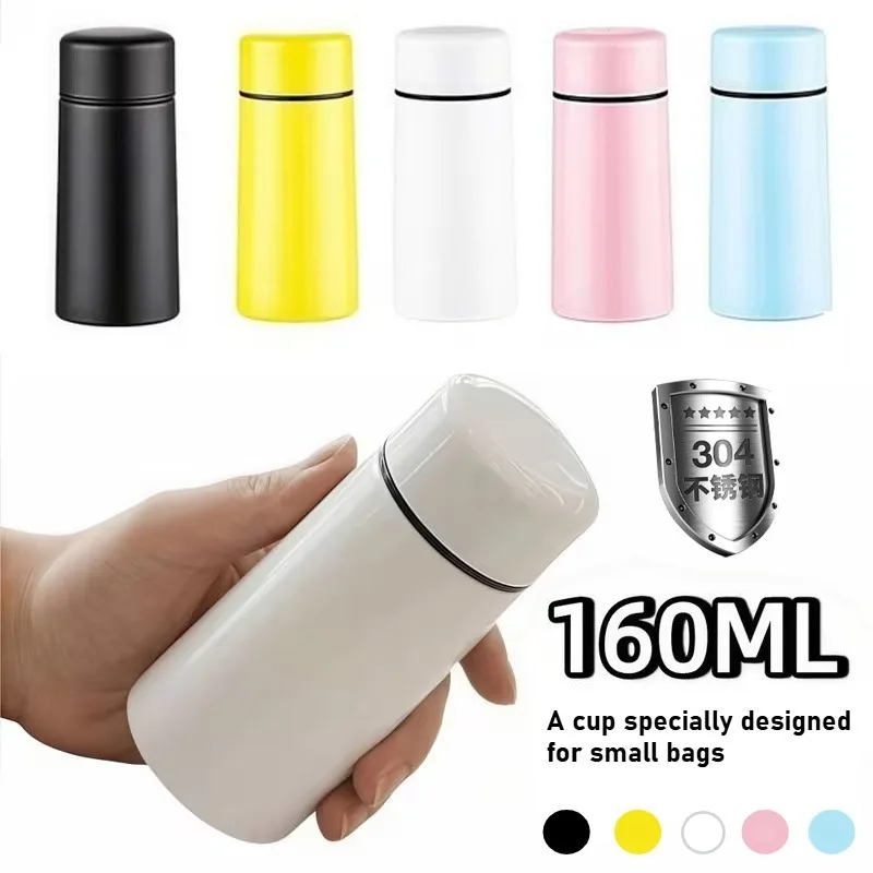 160ml Edelstahl Isolierbecher 304 Mini Tragbare Reiseflasche für Camping Wandern Büro Heiß-Kalt Thermoskanne Trinkgefäß