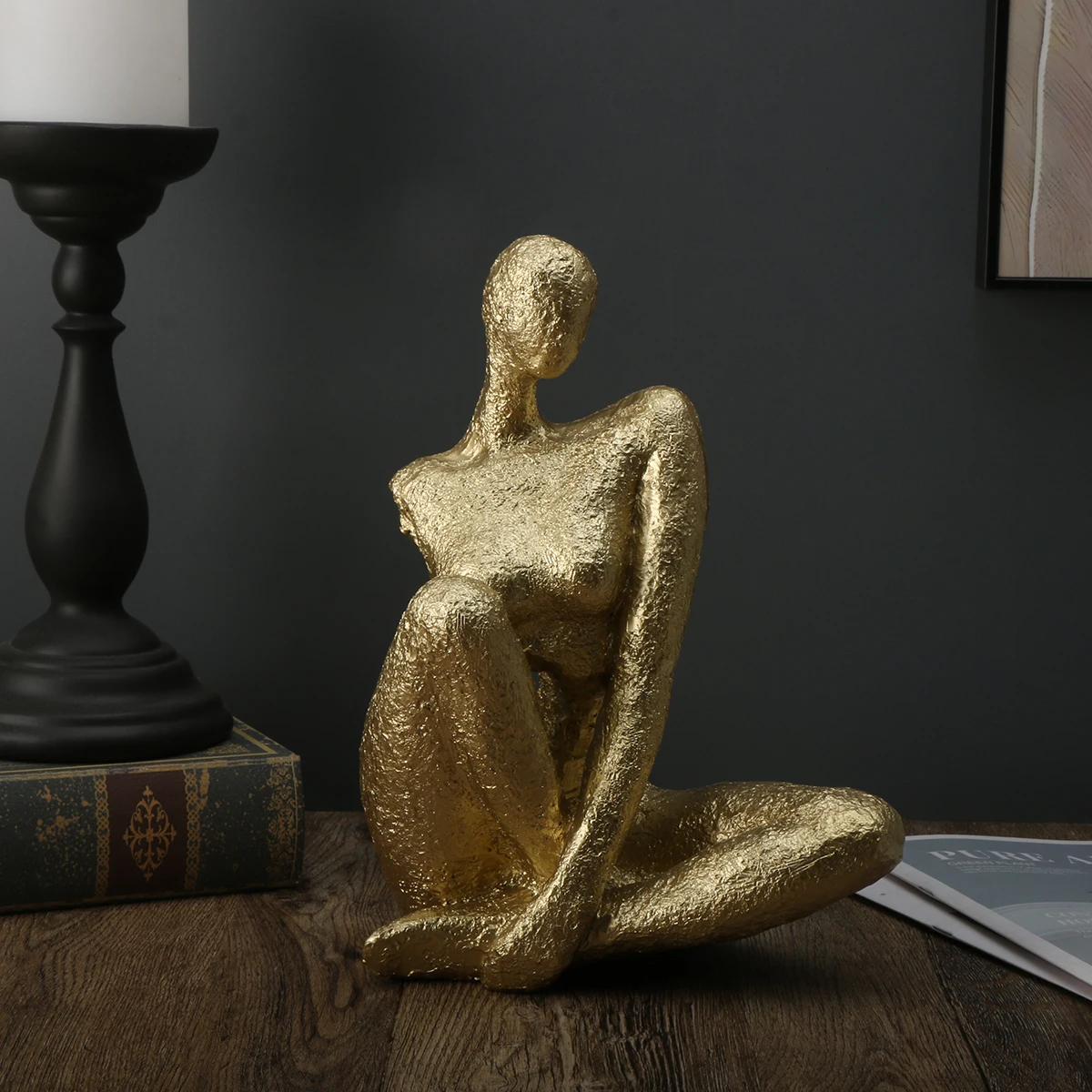 Abstrakte Körperskulptur-Kunst - Goldene Göttin Statue, Kreatives Wohndekor Geschenk – Detail 1