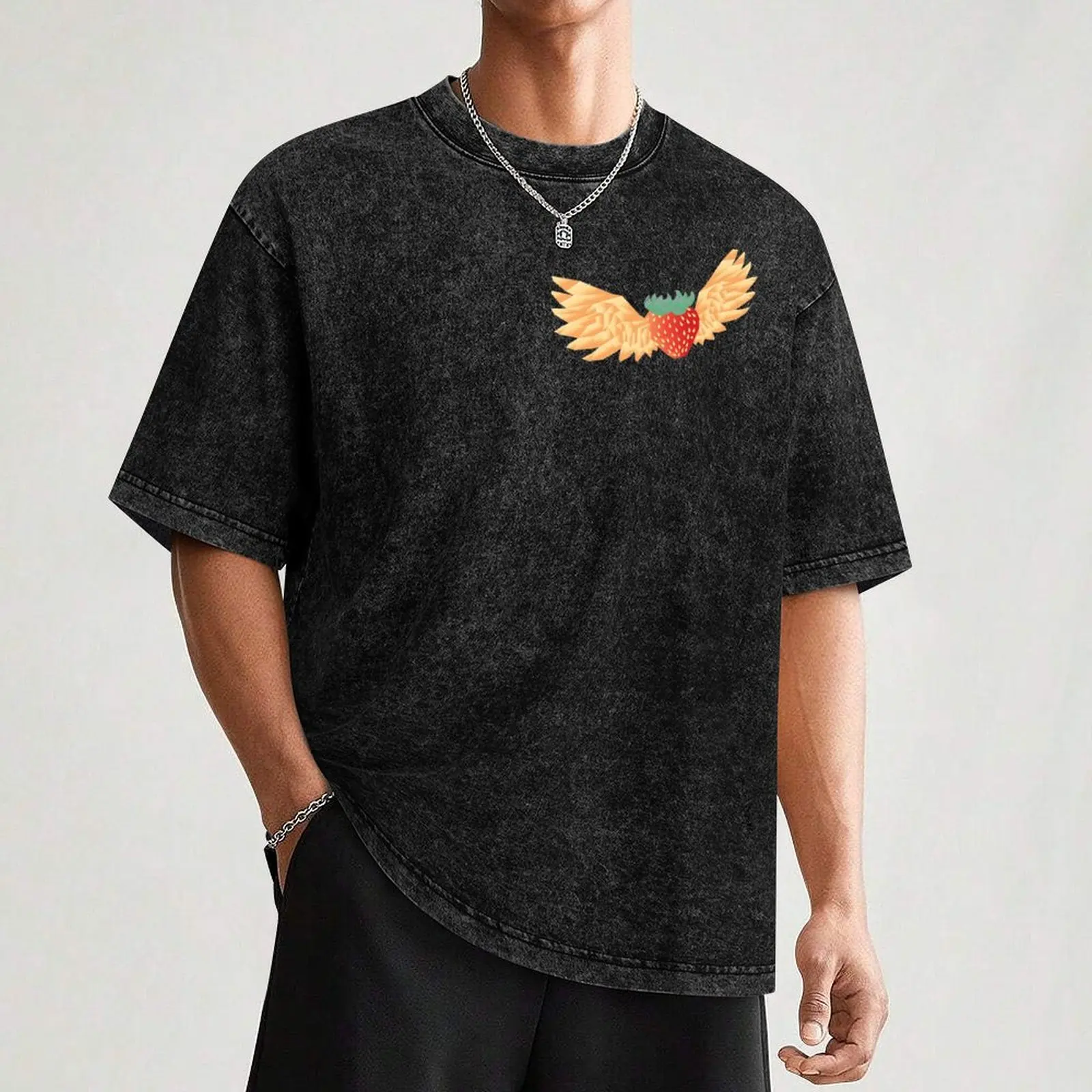 Celeste Flying Strawberry T-Shirt Casual Loose Short Sleeve Tee for Men