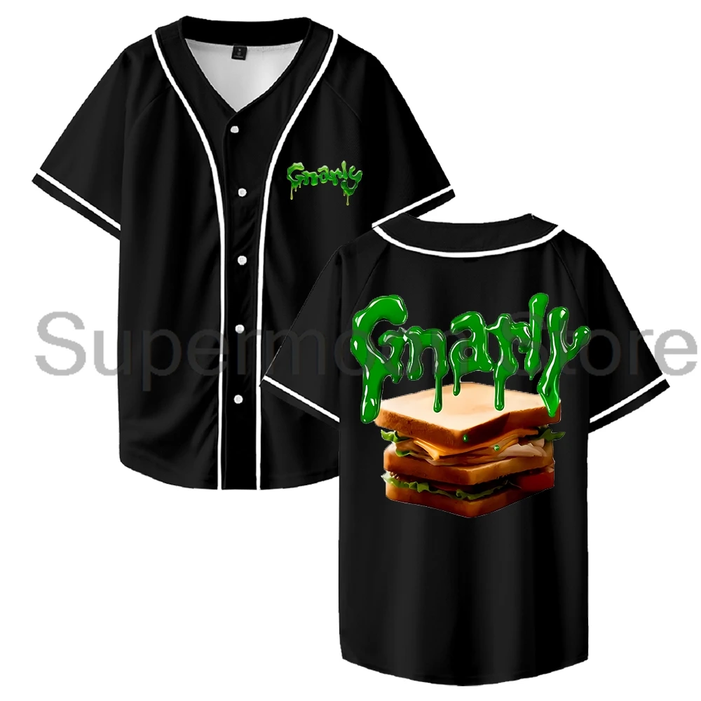 Kpop Katseye Gnarly Baseball Jersey 2025 Beautiful Chaos Tour Short Sleeve Button-up Shirts Men Women Streetwear Tops