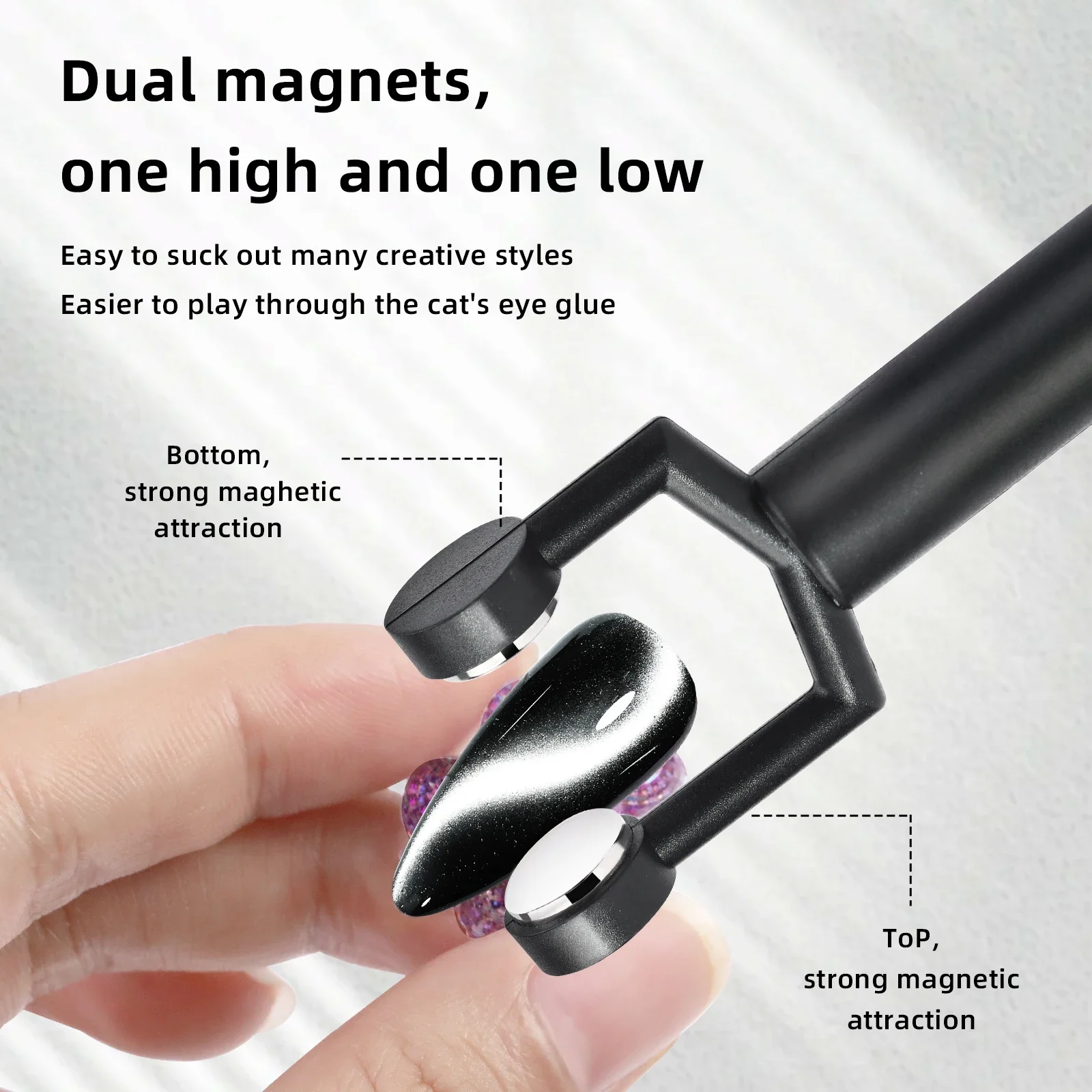 3 in1 Forte staccabile a forma di Y Magnete per unghie Cat Eye Doppia testa Potente bacchetta magnetica per unghie Strumenti per manicure multifunzionali