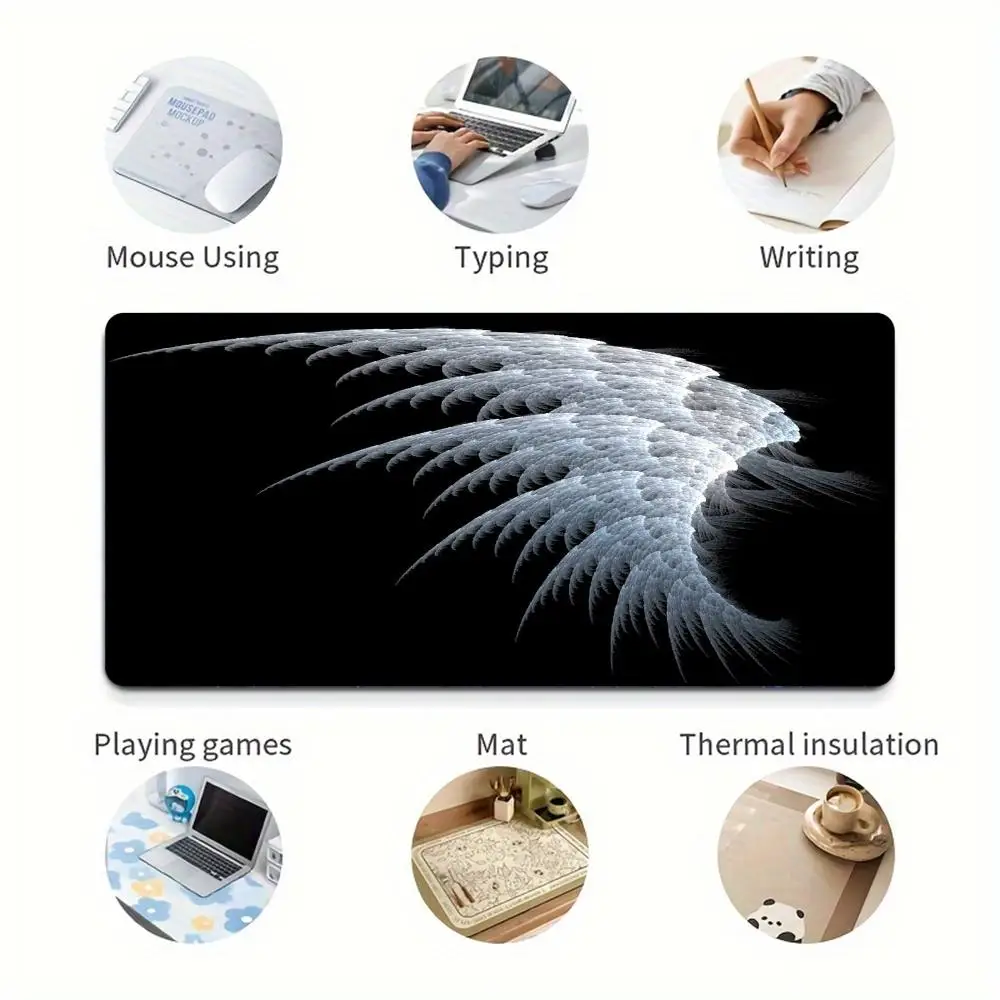 추상 천사 날개 마우스 패드 데스크 매트 고무 미끄럼 방지 사각형 데스크탑 매트 PC 키보드 긴 게임 패드 사무실 액세서리 XXL