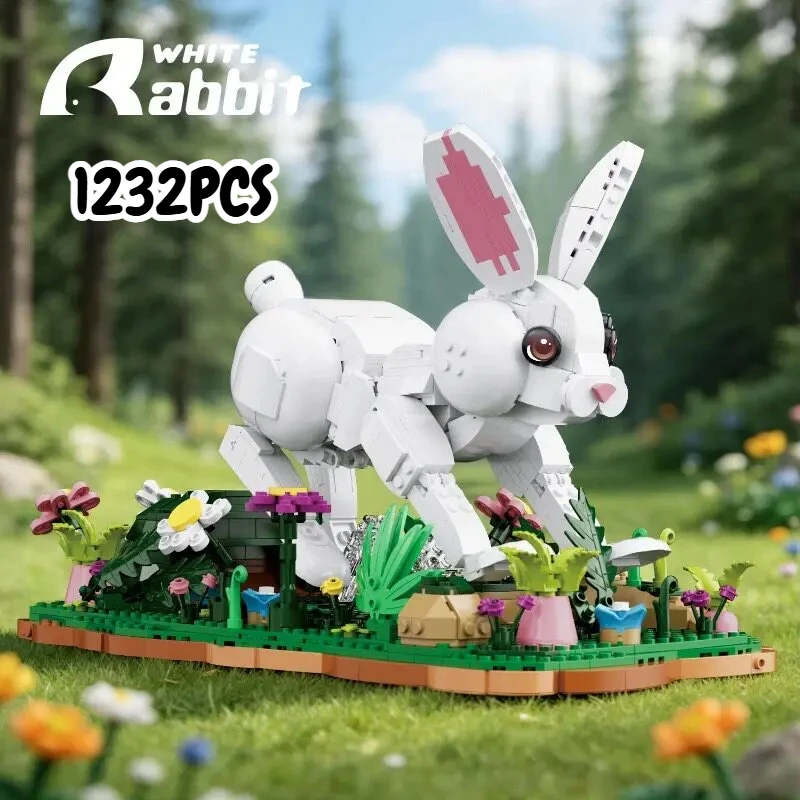 

1232PCS Creative Jungle Rabbit Model Building Blocks Exquisite Collectibles Construction Bricks Toy Good Gift for Friends