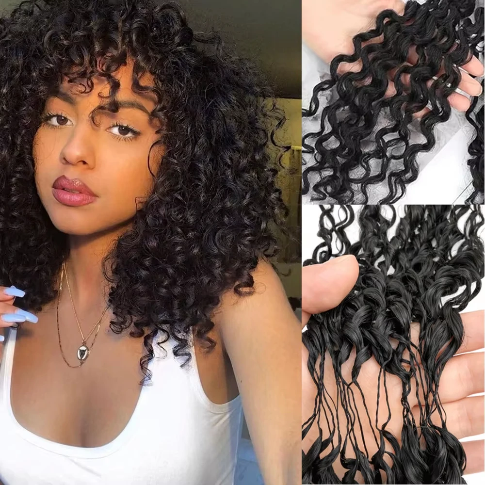 

Маленькие спиральные кудрявые накладные пряди из натуральных волос 15A, пикси-кудри для плетения крючком, предварительно разделенные, без узлов, для создания чудо-косичек