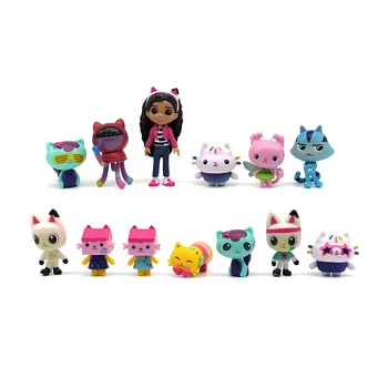 دمية Gabby لعبة شخصية PVC للأطفال ، كرتون Mercat ، سيارة مبتسمة ، عناق القط ، دمى فتاة غابي ، هدايا عيد الميلاد ، 13 طقم