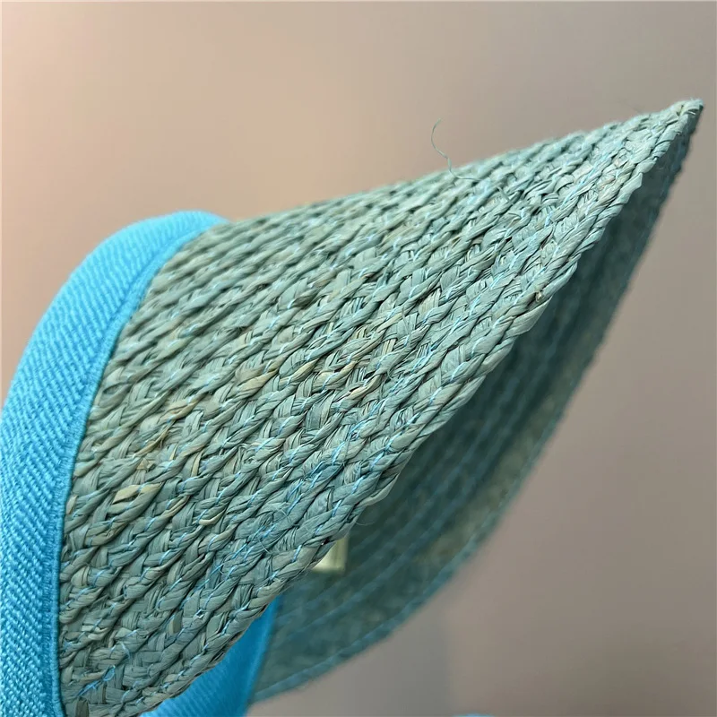 Raffia sun visor lake blue ladies empty top hat fashion leisure vacation beach riding sun hat ladies summer new sun visor