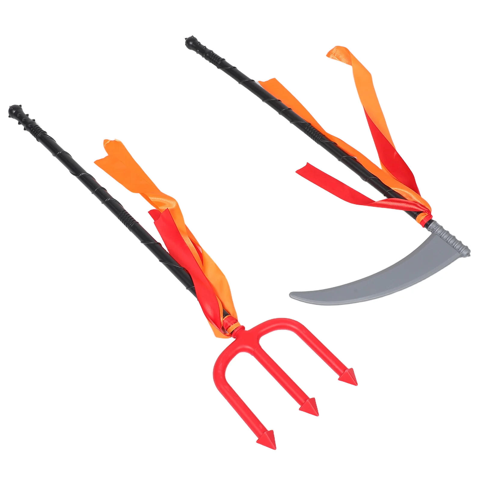

2 Pcs Halloween Death Three Forks Cosplay Pitch Costume Staff Accessories Prop Plastic Demon Party Work