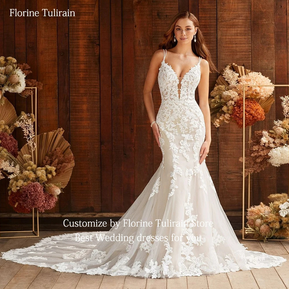 Vestidos de casamento de comprimento de corte de linha a elegante vestido de casamento de trem para noivas