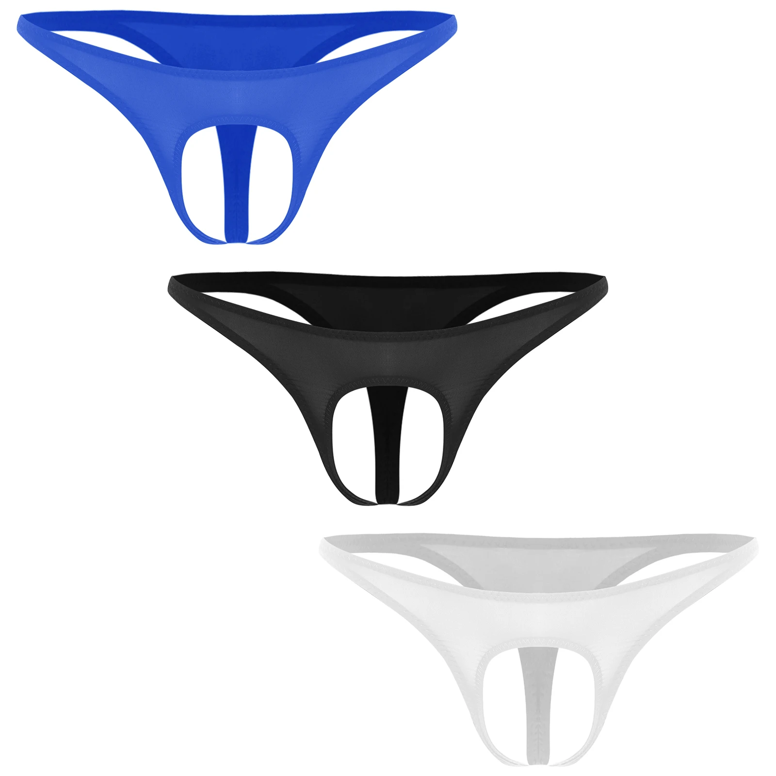 

Mens Sexy Open Crotch Underwear Solid Low Rise Hollow Out Crotchless T-back Thongs Open Butt Jockstraps G-strings Underpants