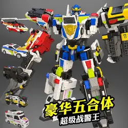 MiniForce Super Cops JUSTICE TITAN 5-Vehicle Combine Transformation Robot Model Mini Force Deformation Action Figure Toys
