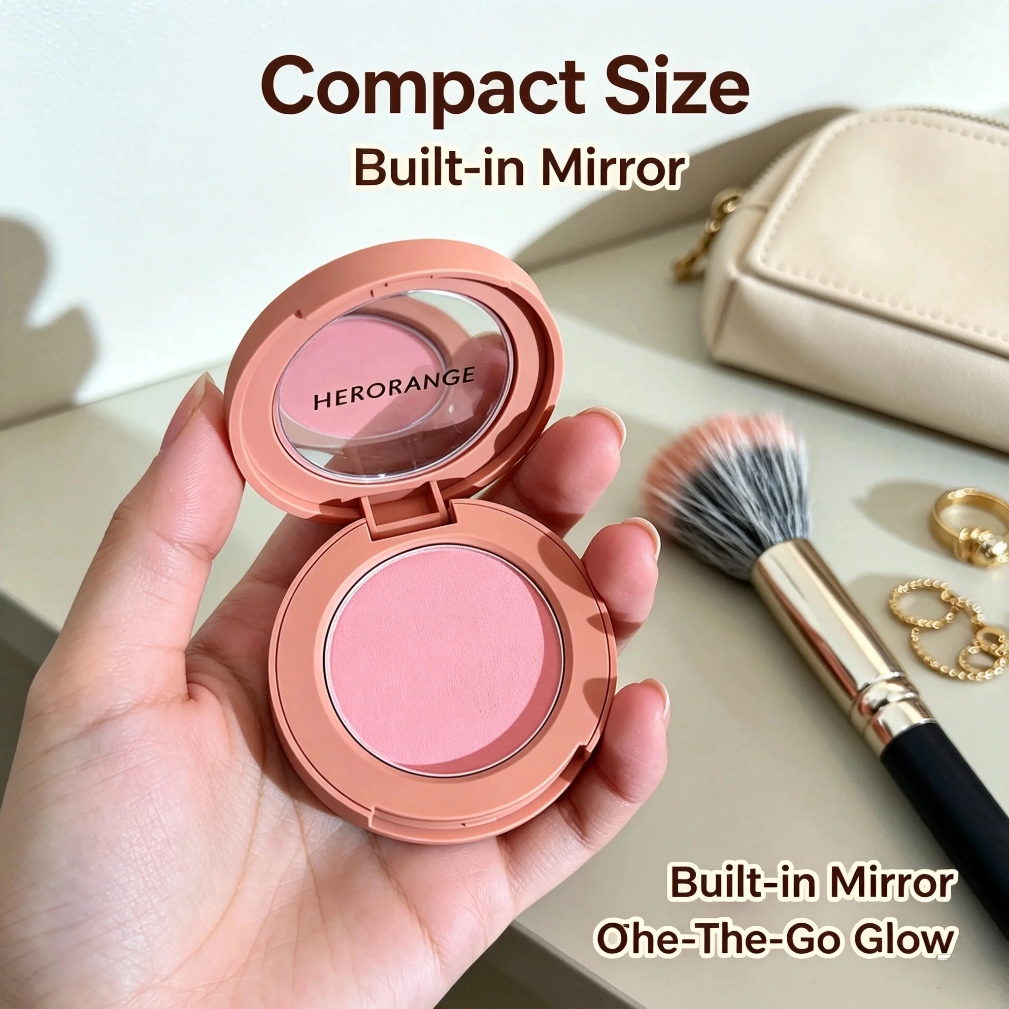 HERORANGE Cremiger Blush, weich-matt, natürliche Farbe, langanhaltend, tägliches Wangen-Make-up für Frauen – Detail 3