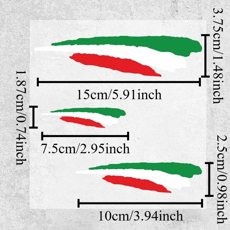 3PCS Italy Flag Motorcycle Sticker Waterproof for Motorbike Helmet Side Panel Car Bike Electric Scooter Decoration Vinyl Decal view 2