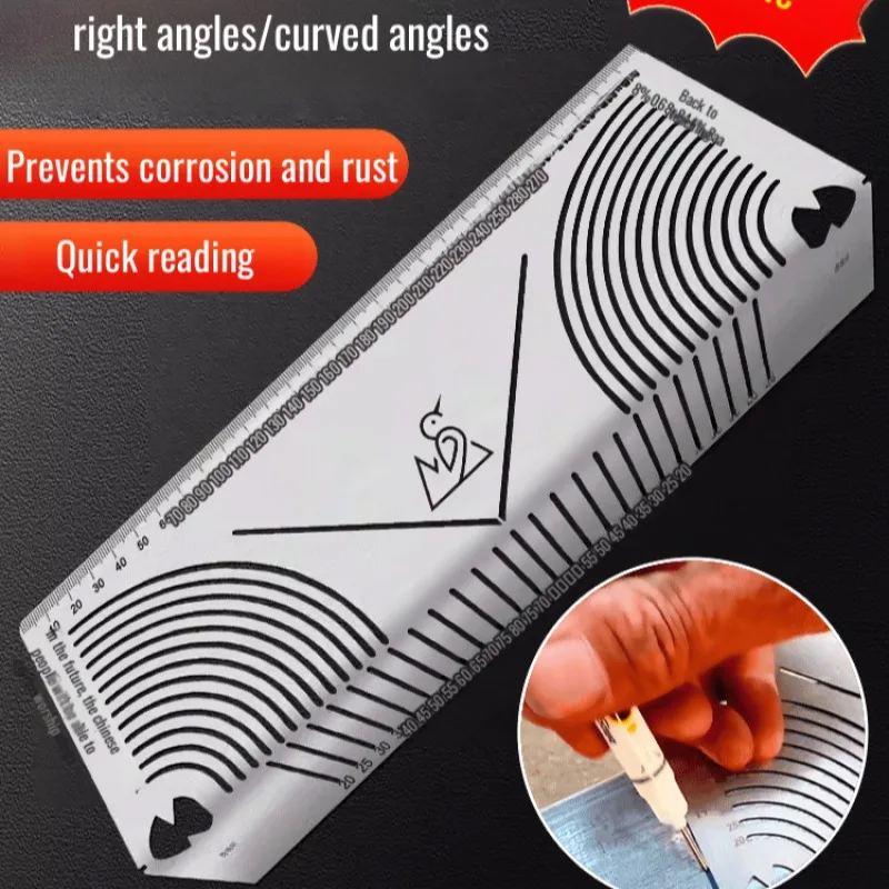 90 Degree Curve Drawing Ruler Rectangular Tube Rounded Corner Ruler Precision Angle Arc Marking Tool Square Steel 90 ° Ruler