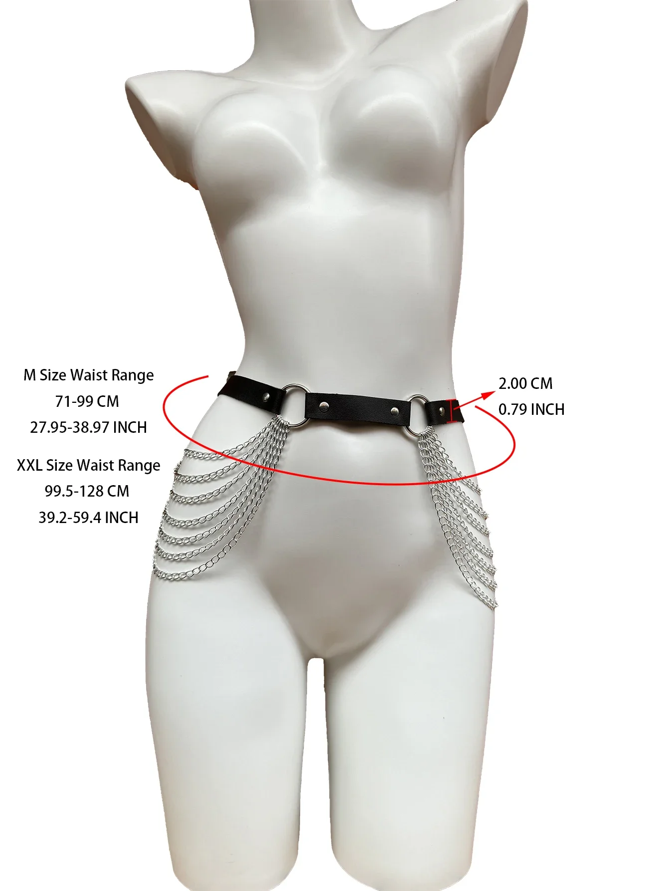Plus Size Leather Harness Belt Sexy Waist Seal With Chain Body Bondage Fashion Punk Gothic Clothing Suspende Waist Accessories