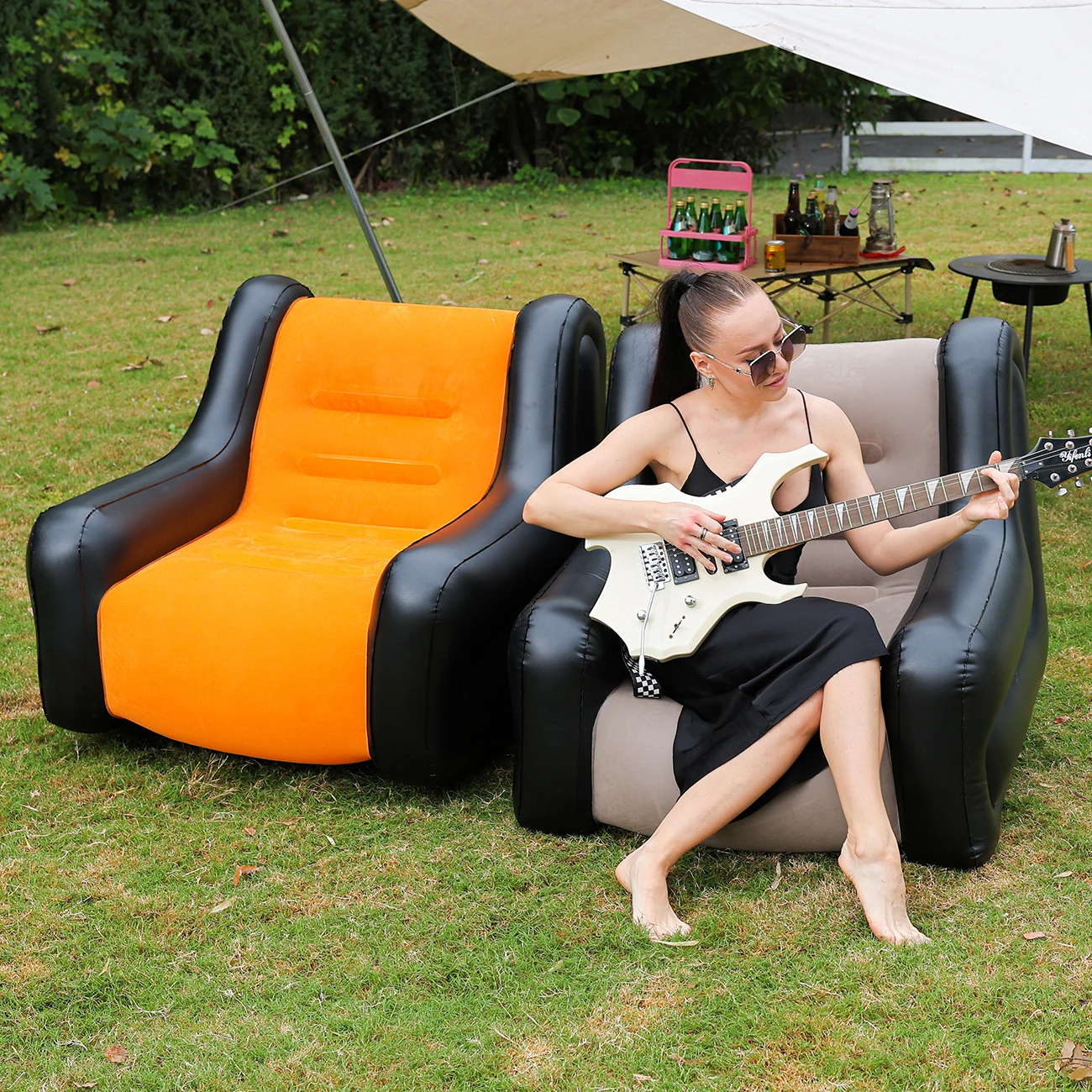 1PC Inflatable Sofa, Outdoor Air Couch for Camping, Double Size Inflatable Lounger, Air Mattress, Portable Sofa, Leisure Chair image 3