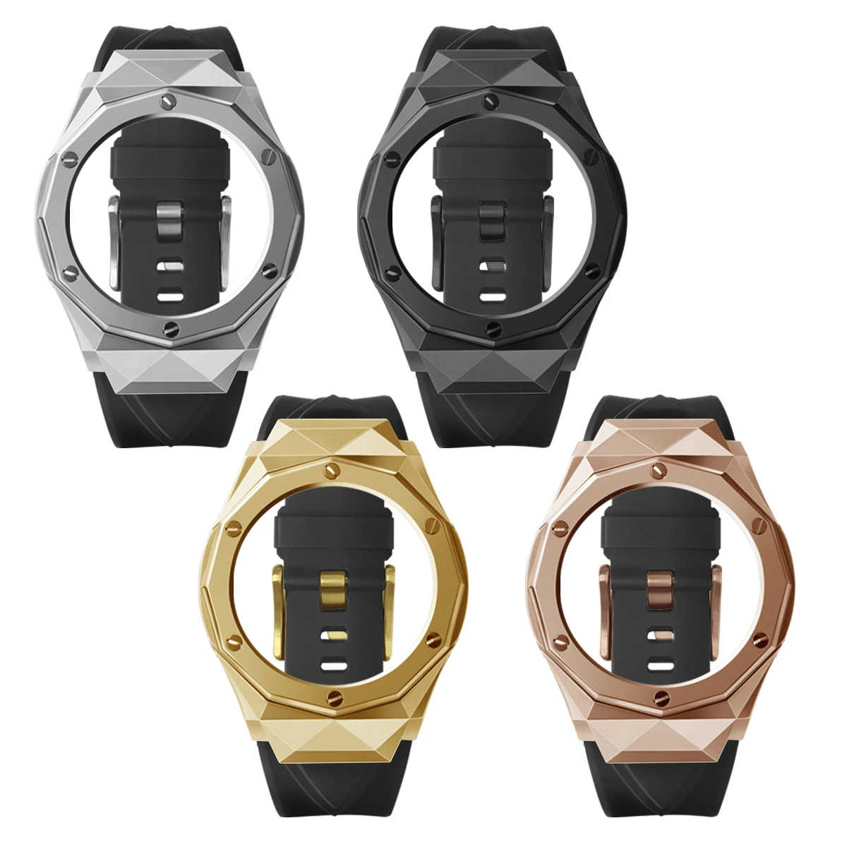 

Hublt Bezel GA2100 Mod Kit Корпус для часов из нержавеющей стали Резиновый ремешок, совместимый с GA-2110 GA-B2100 Замена деталей часов