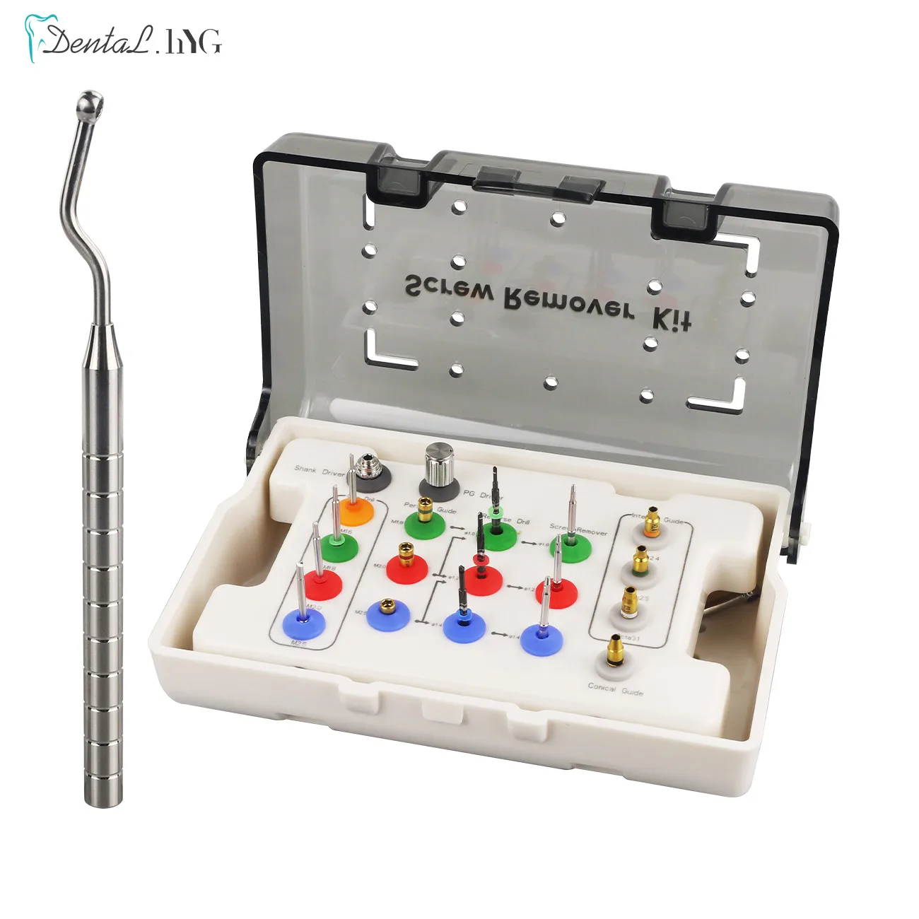 1Set Dental Implant Remover Kit Drill Guide Extraction Sit Broken Fixture Surgical Instrument Dental Tool Screw